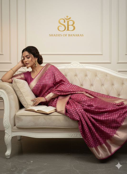 Pastel Pink Pure Silk Banarasi Saree with Butis by Shades Of Banaras - banarasi - banarasi saree shop - banarasi saree manufacturers - banarasi saree wholesale - banaraasi sarees