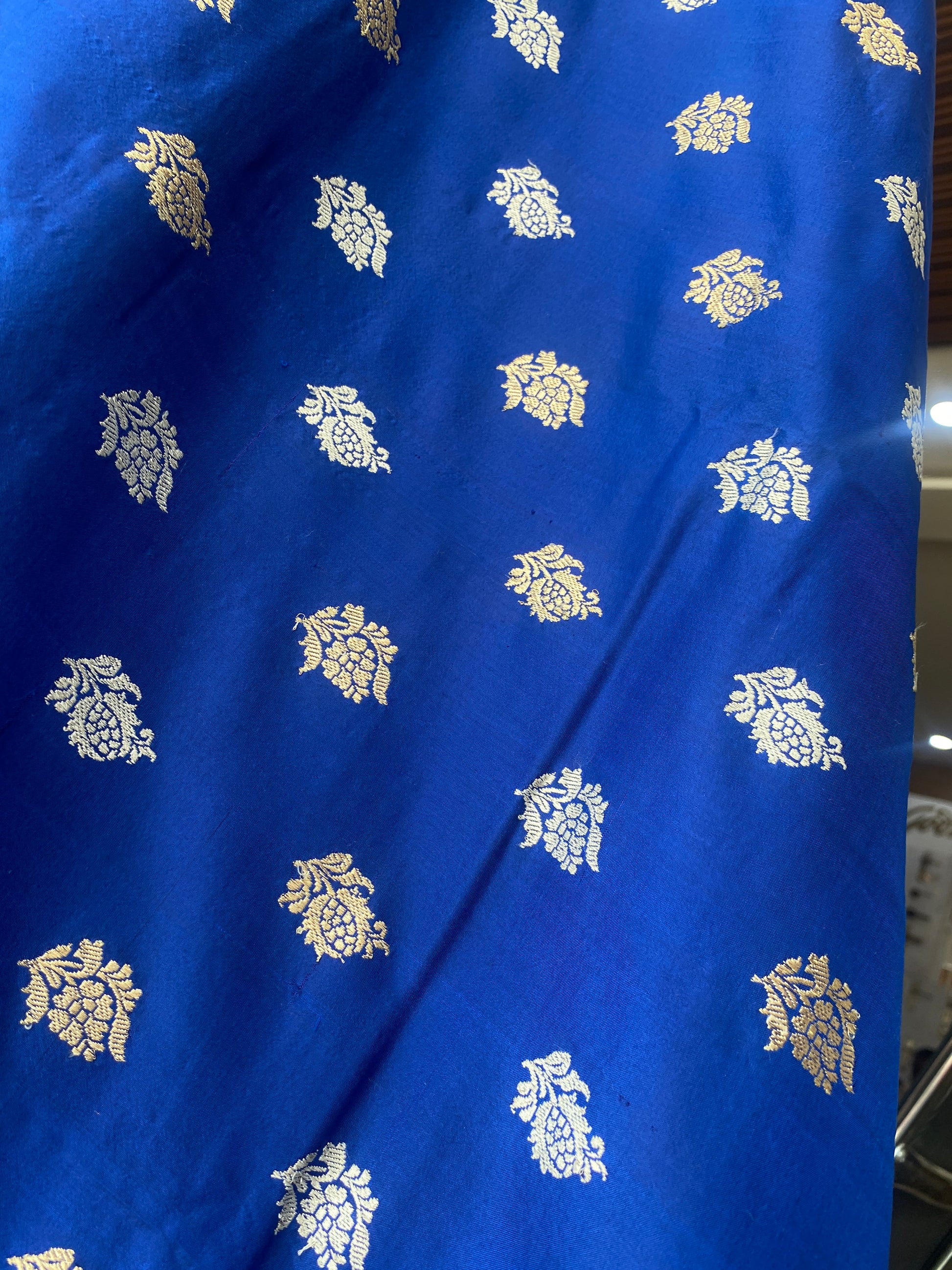 Royal Blue Pure Silk Banarasi Saree with Kadhwa Sona Rupa Butis by Shades Of Benares - banarasi - banarasi saree shop - banarasi saree manufacturers - banarasi saree wholesale - banaraasi sarees