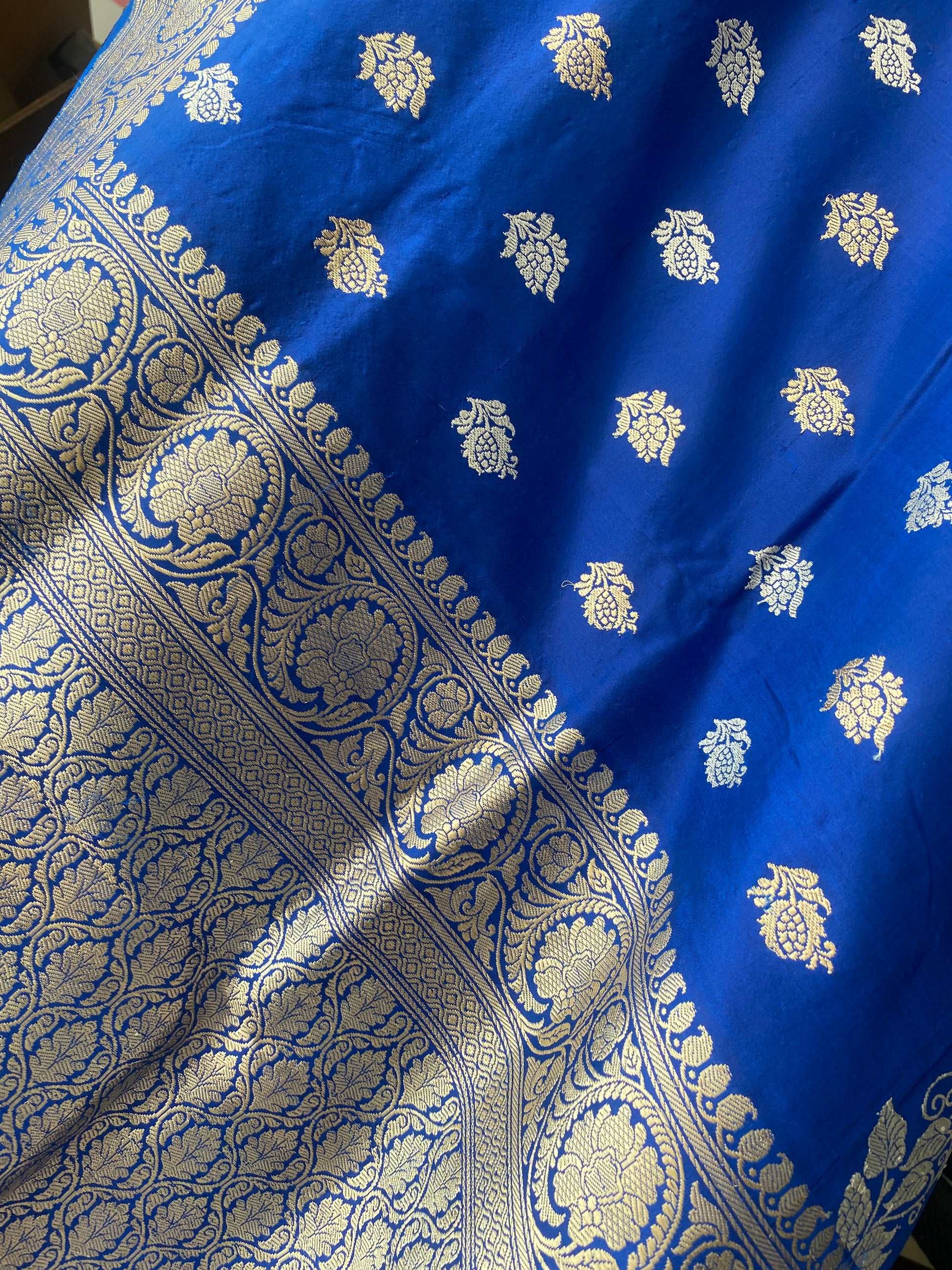 Royal Blue Pure Silk Banarasi Saree with Kadhwa Sona Rupa Butis by Shades Of Benares - banarasi - banarasi saree shop - banarasi saree manufacturers - banarasi saree wholesale - banaraasi sarees