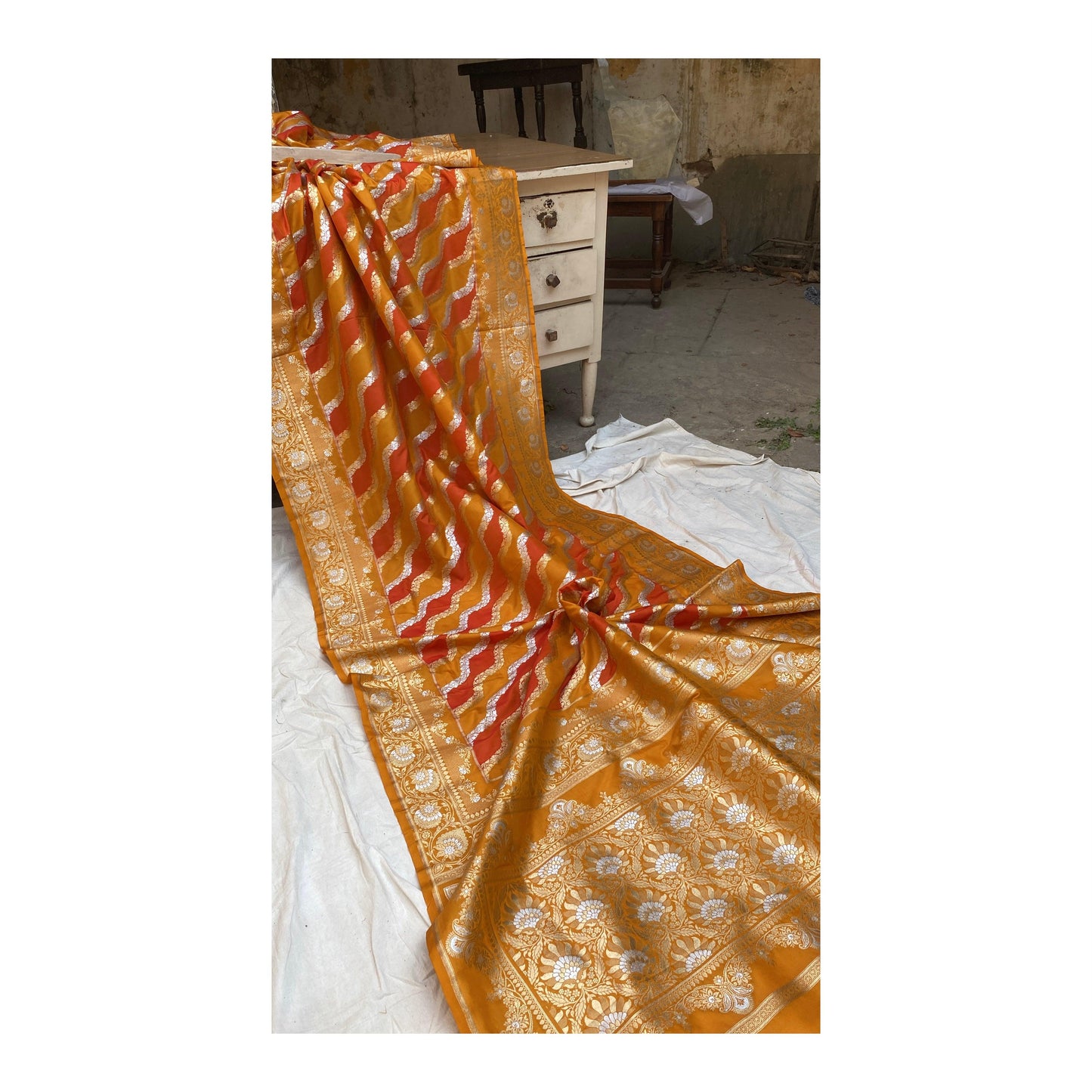 Handwoven Rangkaat Pure Banarasi Silk Sari by Shades Of Benares - banarasi - banarasi saree shop