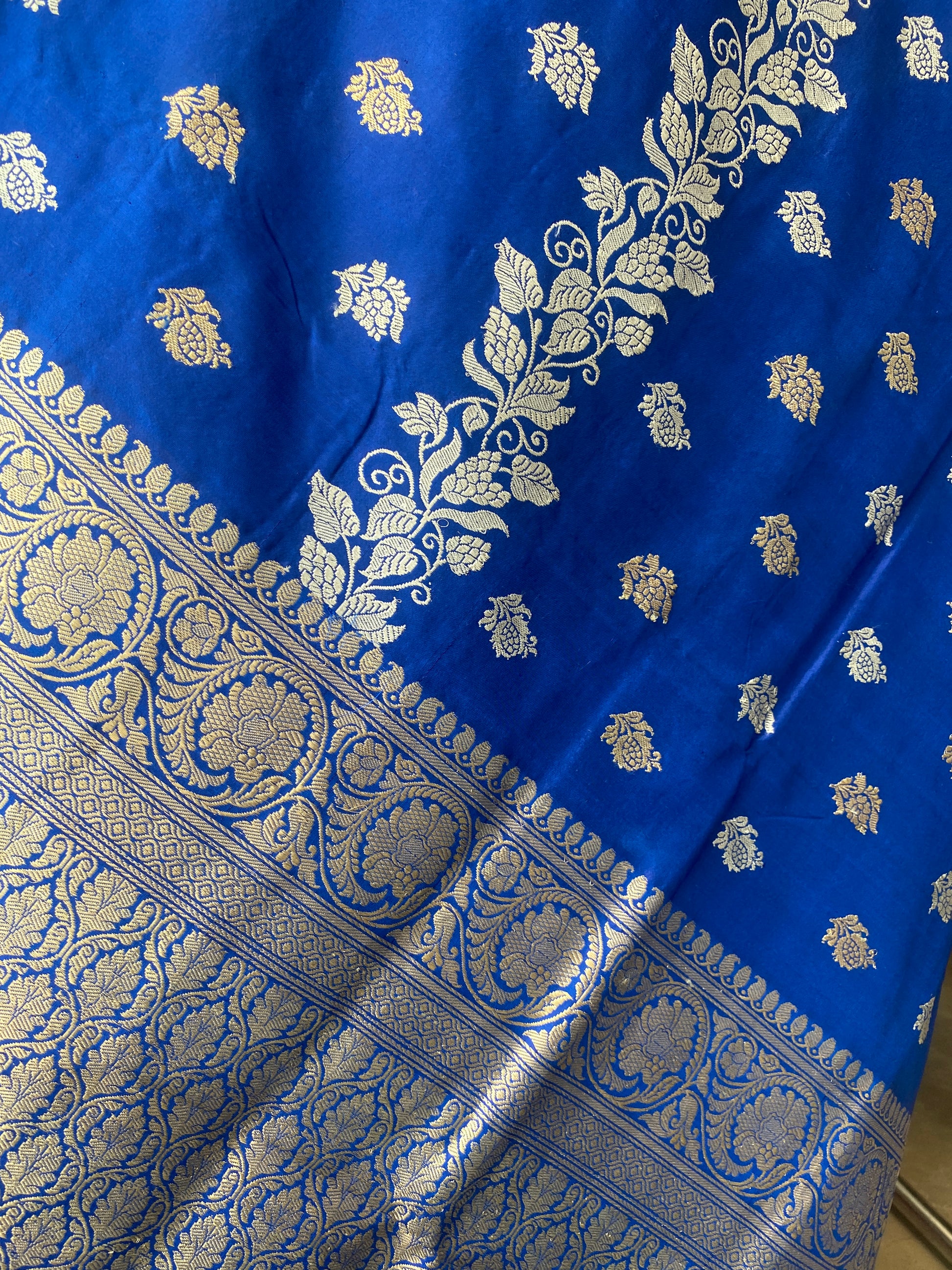 Royal Blue Pure Silk Banarasi Saree with Kadhwa Sona Rupa Butis by Shades Of Benares - banarasi - banarasi saree shop - banarasi saree manufacturers - banarasi saree wholesale - banaraasi sarees