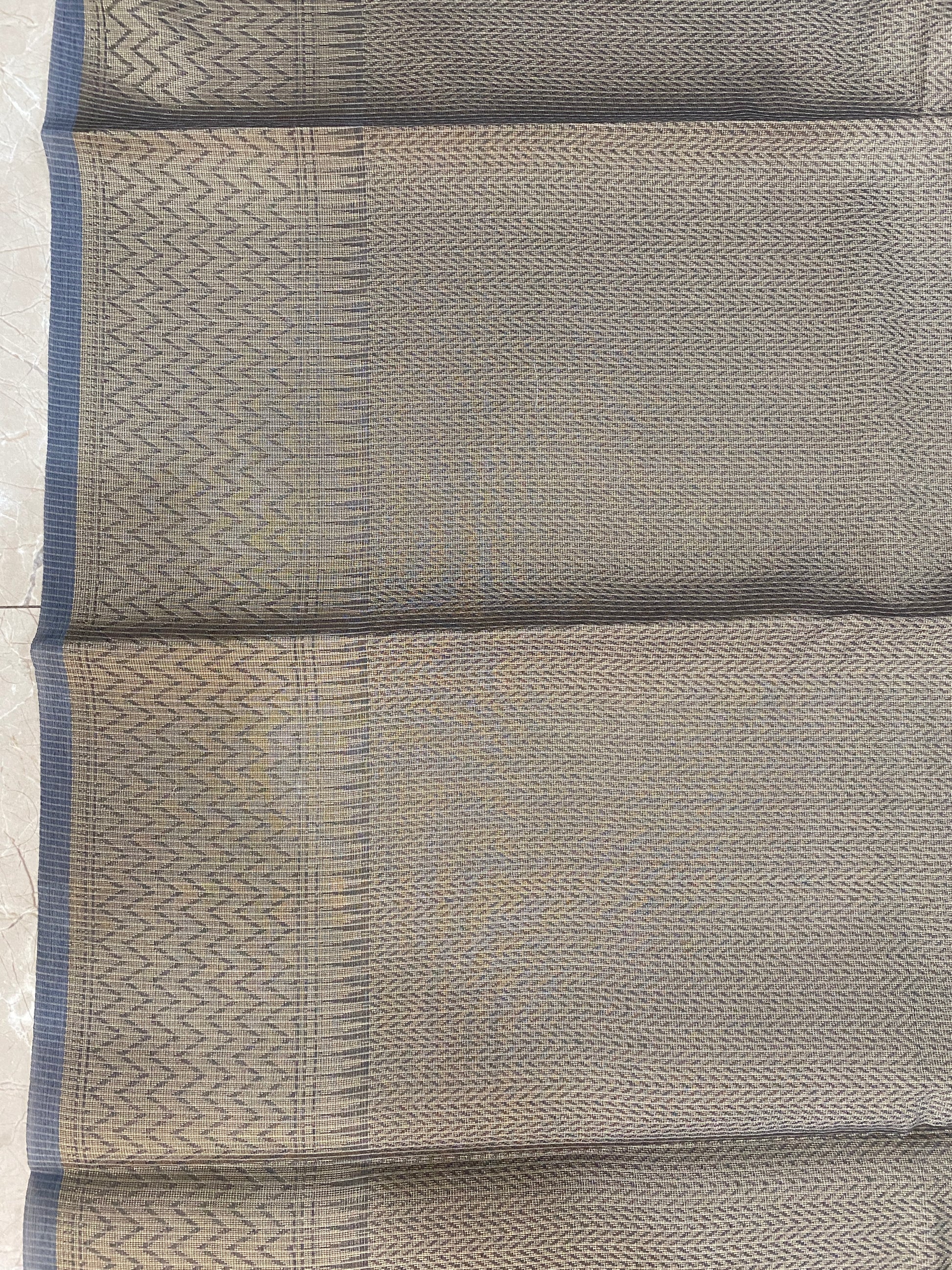 Misty Charm — Subtle Grey Pure Cotton Kota Check Banarasi Saree with Brocade Blouse by Shades Of Banaras - banarasi - banarasi saree shop - banarasi saree manufacturers - banarasi saree wholesale - banaraasi sarees