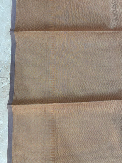 Mocha Grace — Pure Cotton Kota Check Banarasi Saree with Brocade Blouse by Shades Of Banaras - banarasi - banarasi saree shop - banarasi saree manufacturers - banarasi saree wholesale - banaraasi sarees