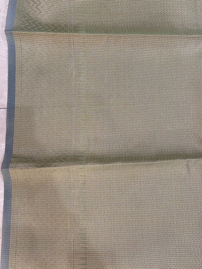 Meadow Grace — Subtle Green Pure Cotton Kota Check Banarasi Saree with Brocade Blouse by Shades Of Banaras - banarasi - banarasi saree shop - banarasi saree manufacturers - banarasi saree wholesale - banaraasi sarees