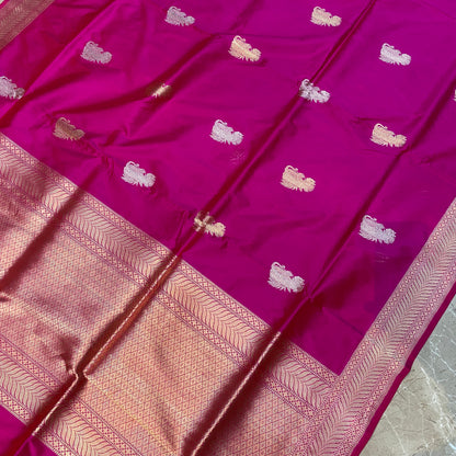Rani Royale — Pure Silk Banarasi Saree with All Over Kadhua Butis by Shades Of Banaras - banarasi - banarasi saree shop - banarasi saree manufacturers - banarasi saree wholesale - banaraasi sarees