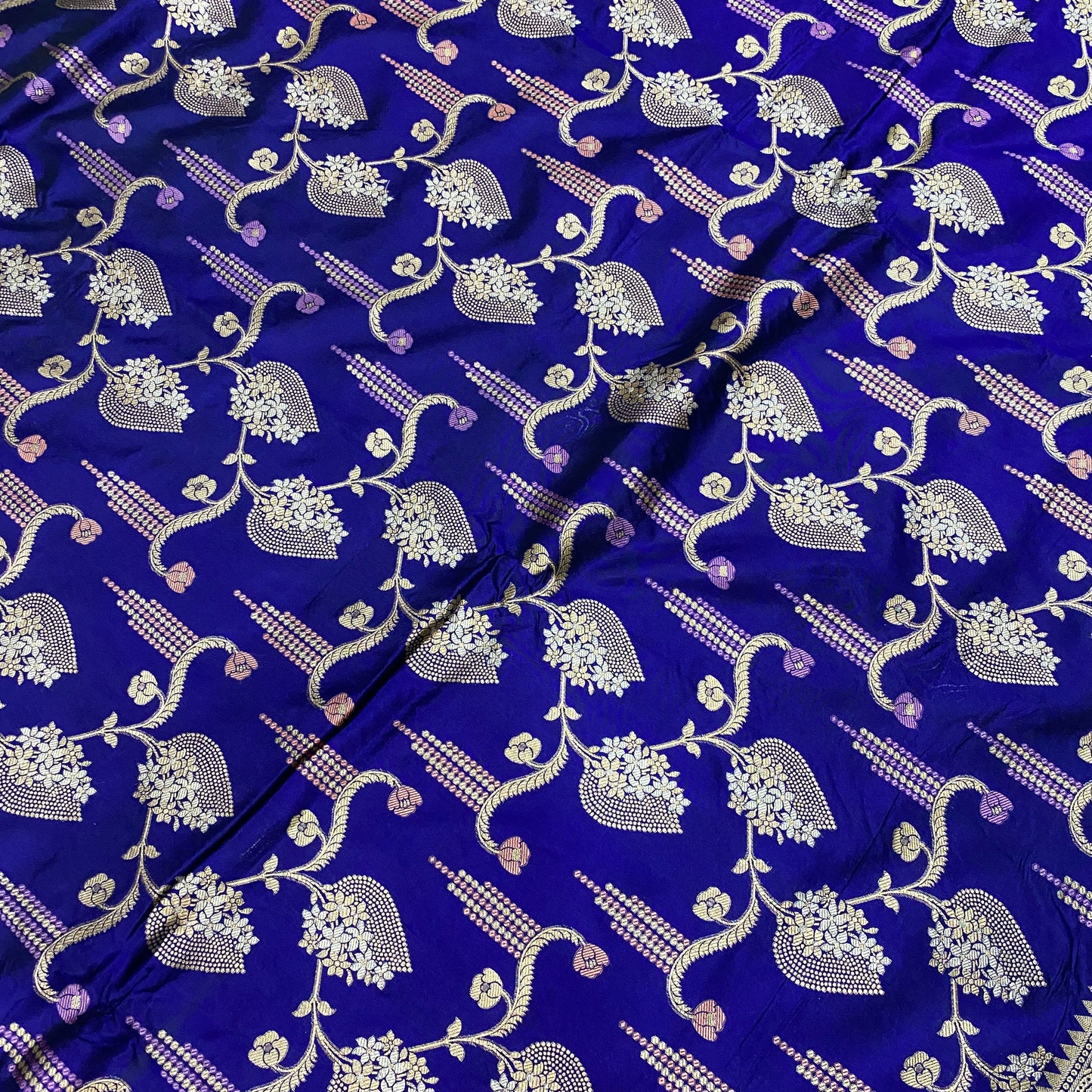 Regal Radiance — Royal Blue Pure Silk Banarasi Saree with Matt Gold Jaal Weave by Shades Of Banaras - banarasi - banarasi saree shop - banarasi saree manufacturers - banarasi saree wholesale - banaraasi sarees