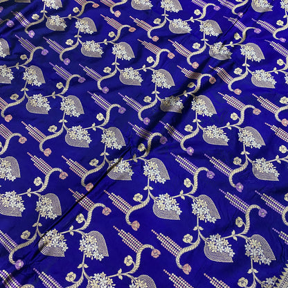 Regal Radiance — Royal Blue Pure Silk Banarasi Saree with Matt Gold Jaal Weave by Shades Of Banaras - banarasi - banarasi saree shop - banarasi saree manufacturers - banarasi saree wholesale - banaraasi sarees