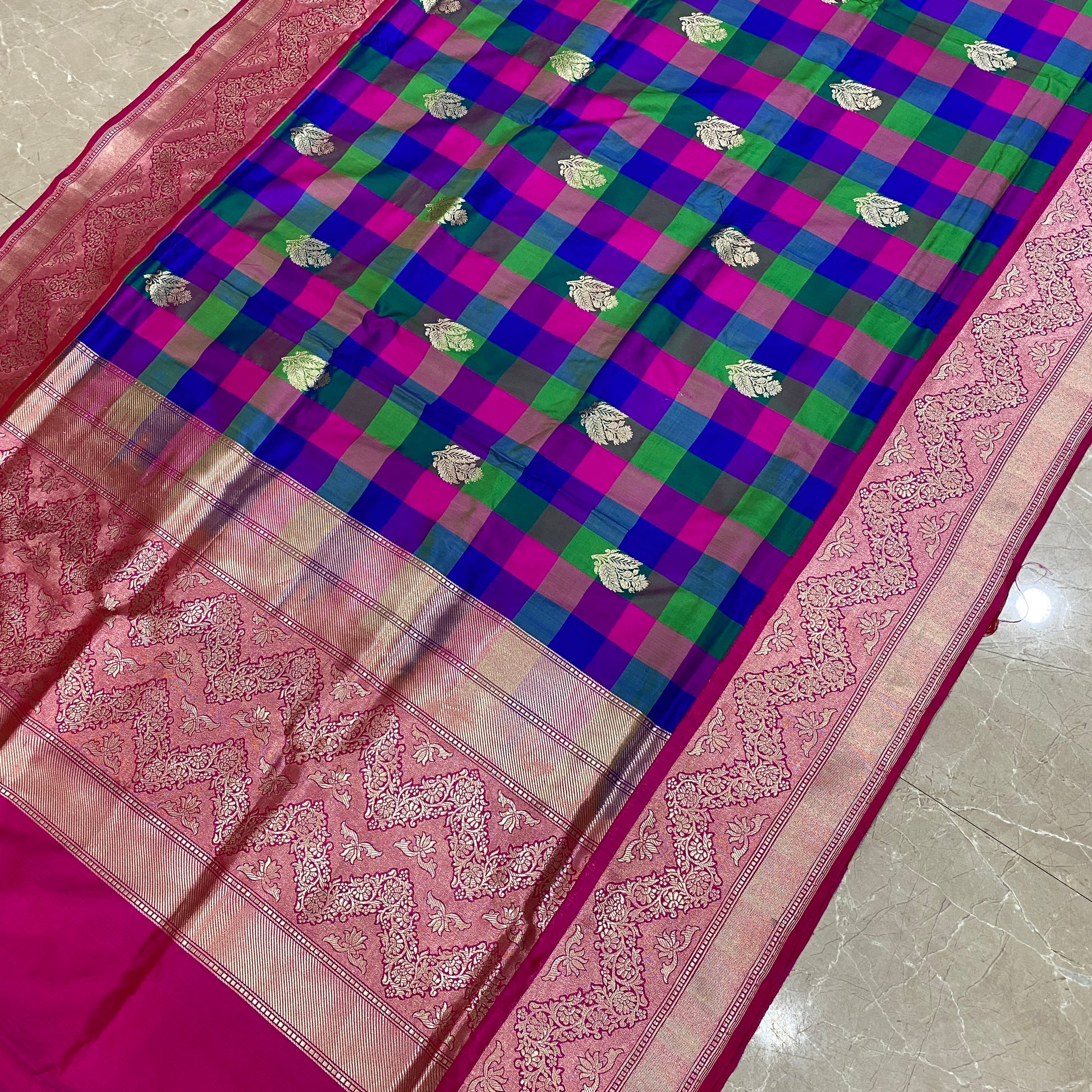 Rangkaat Royale — Pure Silk Banarasi Saree with Kadhua Motifs in Matt Gold Zari by Shades Of Banaras - banarasi - banarasi saree shop - banarasi saree manufacturers - banarasi saree wholesale - banaraasi sarees
