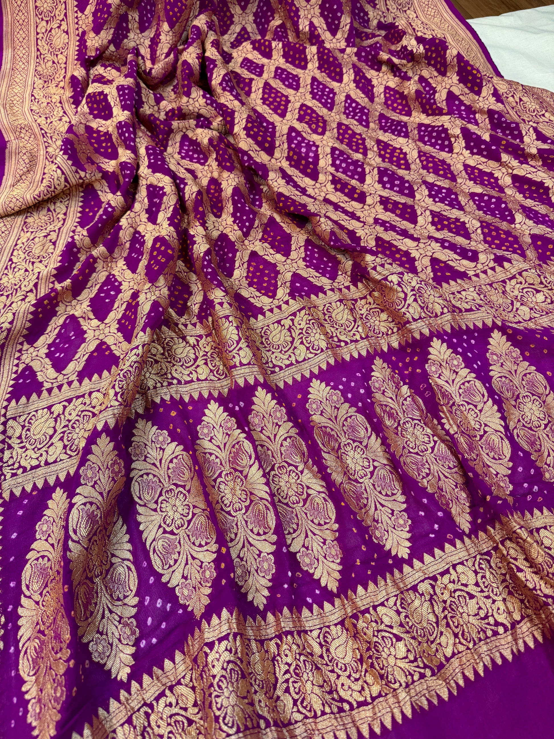 Regal Elegance: Purple Banarasi Khaddi Georgette Dupatta by Shades Of Benares - banarasi - banarasi saree shop