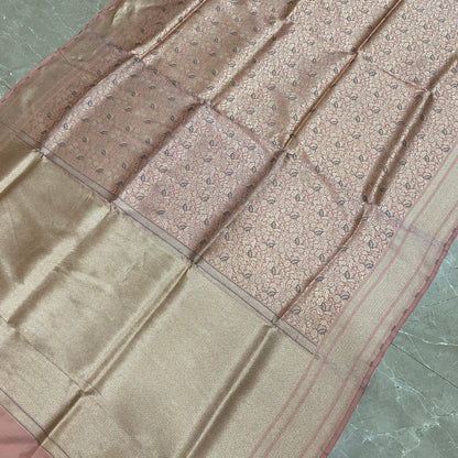 Blush Patola Charm — Peachish Pink Pure Silk Banarasi Saree with All Over Patola Weave by Shades Of Banaras - banarasi - banarasi saree shop - banarasi saree manufacturers - banarasi saree wholesale - banaraasi sarees
