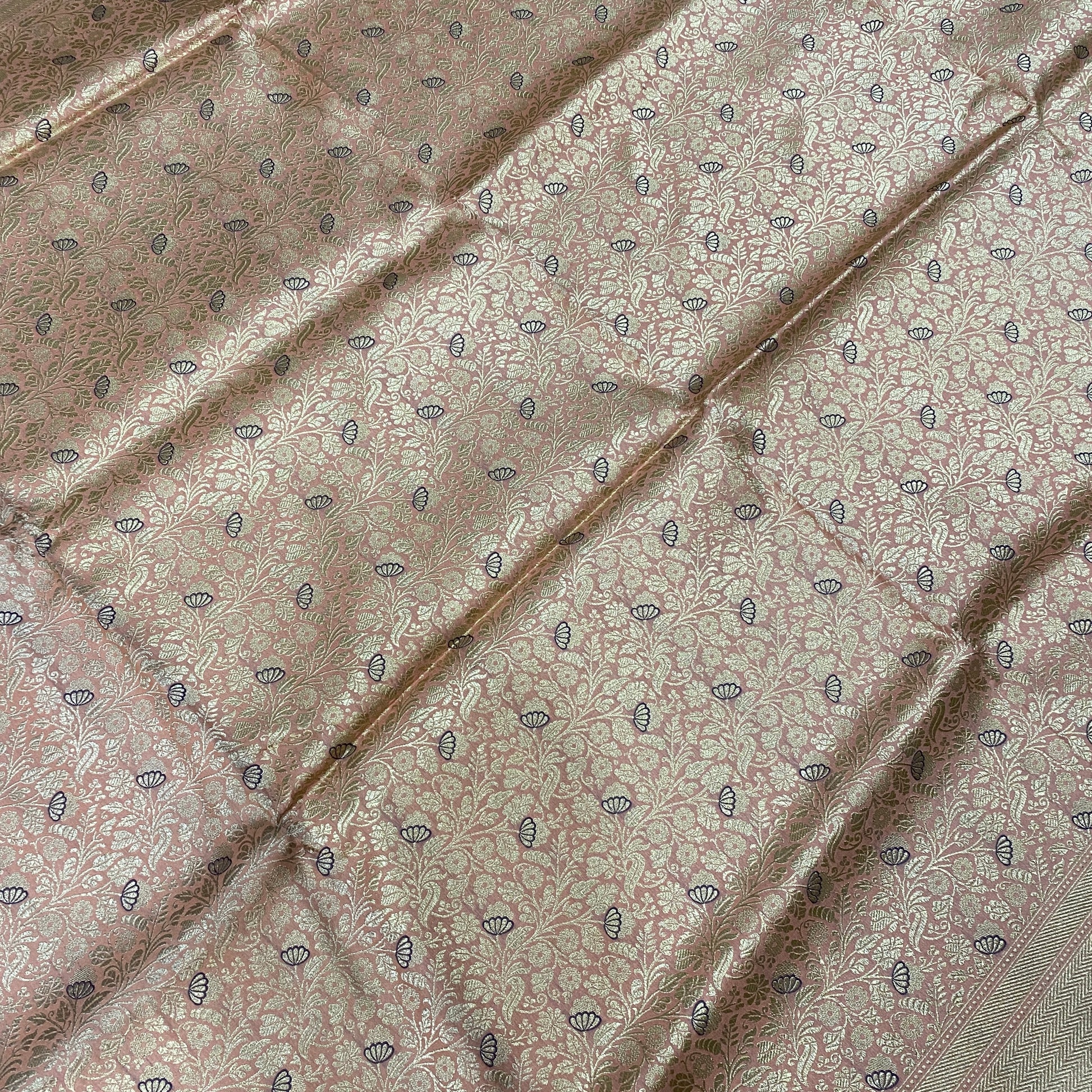 Blush Patola Charm — Peachish Pink Pure Silk Banarasi Saree with All Over Patola Weave by Shades Of Banaras - banarasi - banarasi saree shop - banarasi saree manufacturers - banarasi saree wholesale - banaraasi sarees