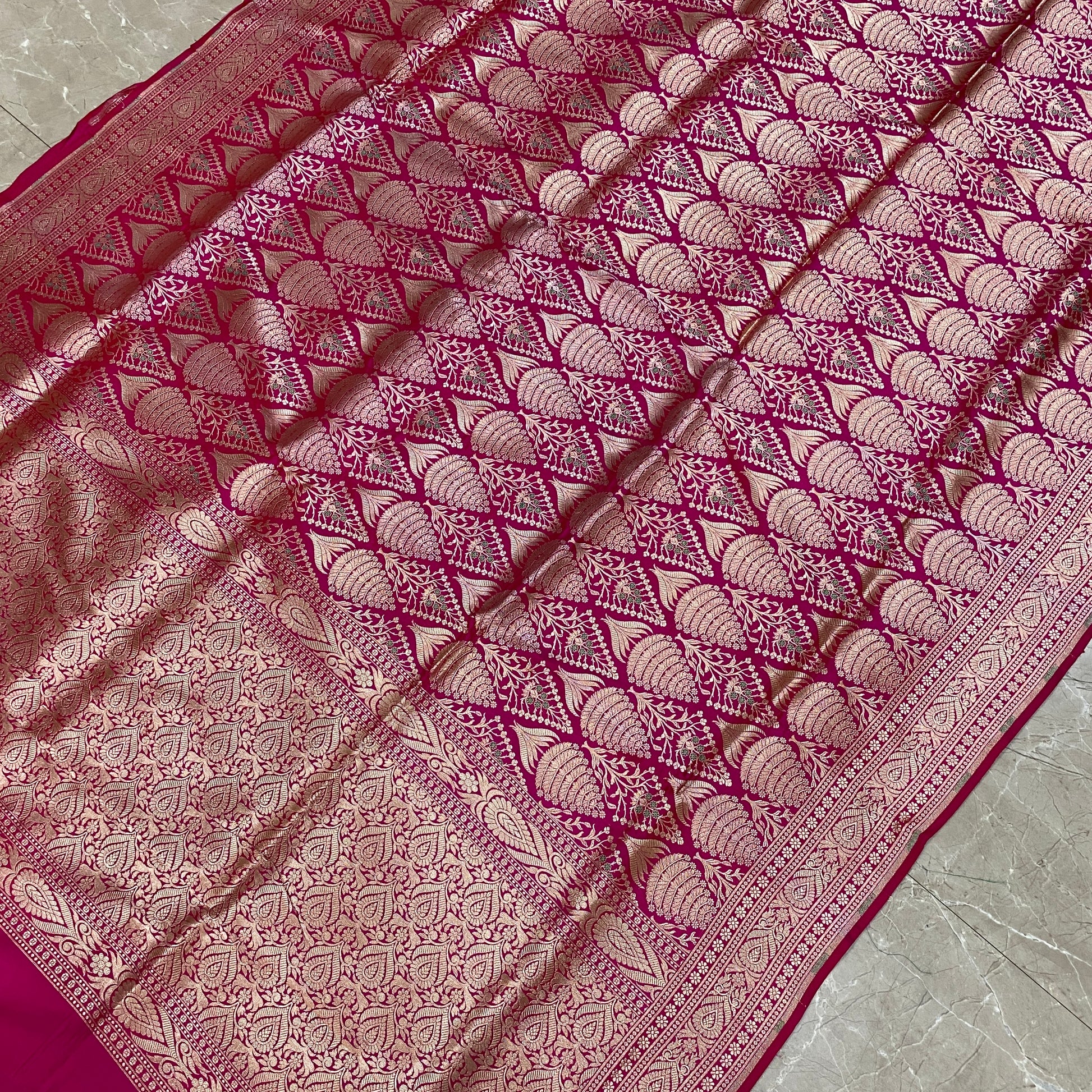 Gulabi Royale — Pink Pure Silk Banarasi Saree with All Over Patola Weave by Shades Of Banaras - banarasi - banarasi saree shop - banarasi saree manufacturers - banarasi saree wholesale - banaraasi sarees