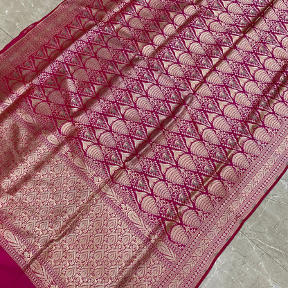 Gulabi Royale — Pink Pure Silk Banarasi Saree with All Over Patola Weave by Shades Of Banaras - banarasi - banarasi saree shop - banarasi saree manufacturers - banarasi saree wholesale - banaraasi sarees