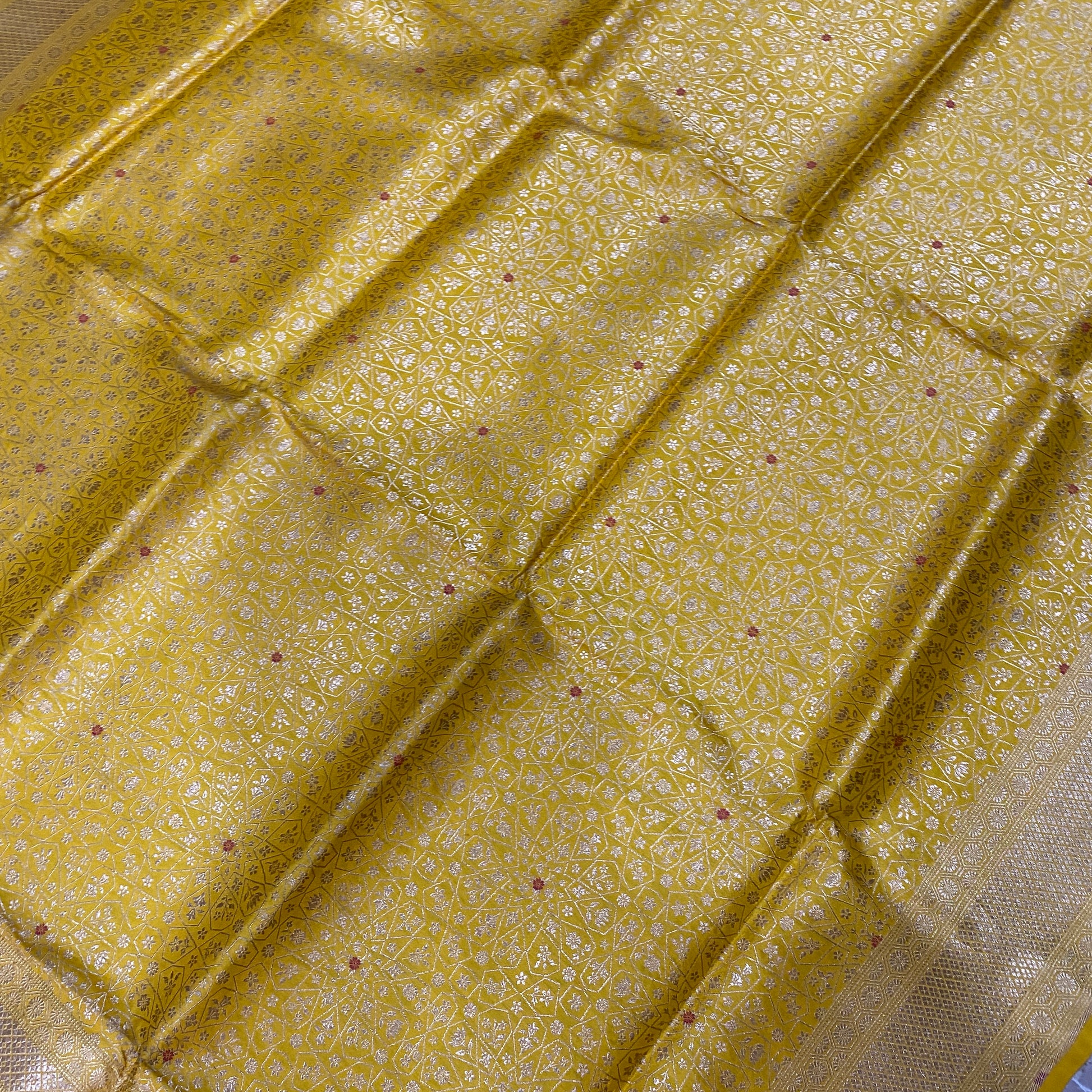 Golden Radiance — Yellow Pure Silk Banarasi Saree with All Over Patola Weave by Shades Of Banaras - banarasi - banarasi saree shop - banarasi saree manufacturers - banarasi saree wholesale - banaraasi sarees