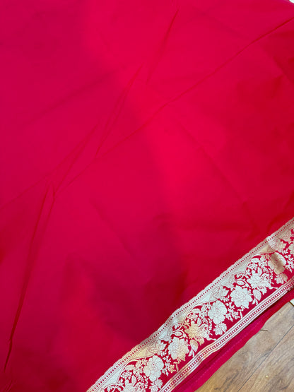 Enchanting Strawberry Pink Pure Silk Banarasi Saree by Shades Of Benares - banarasi - banarasi saree shop