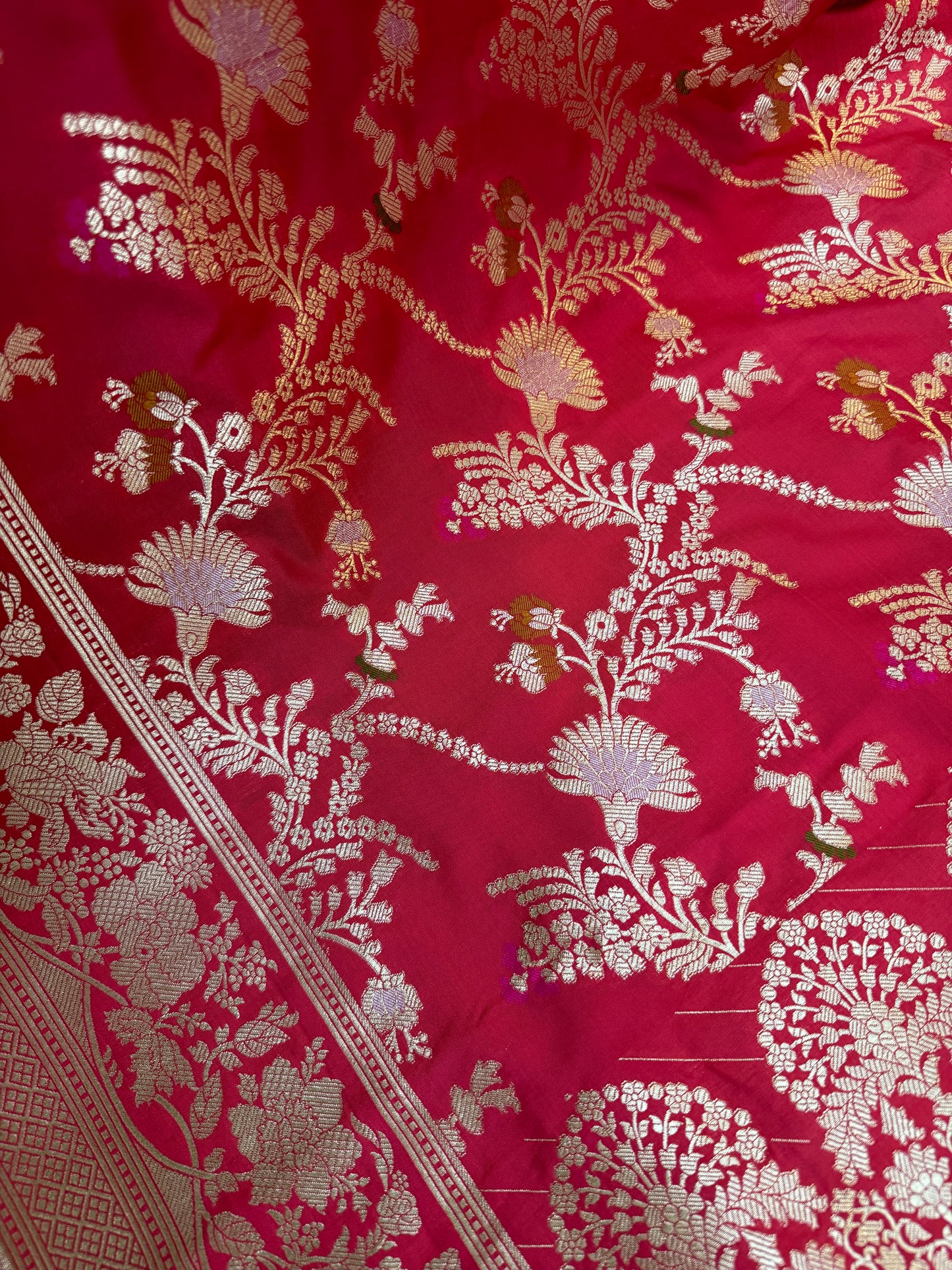 Exquisite Pink Katan Silk Banarasi Saree by Shades Of Benares - banarasi - banarasi saree shop