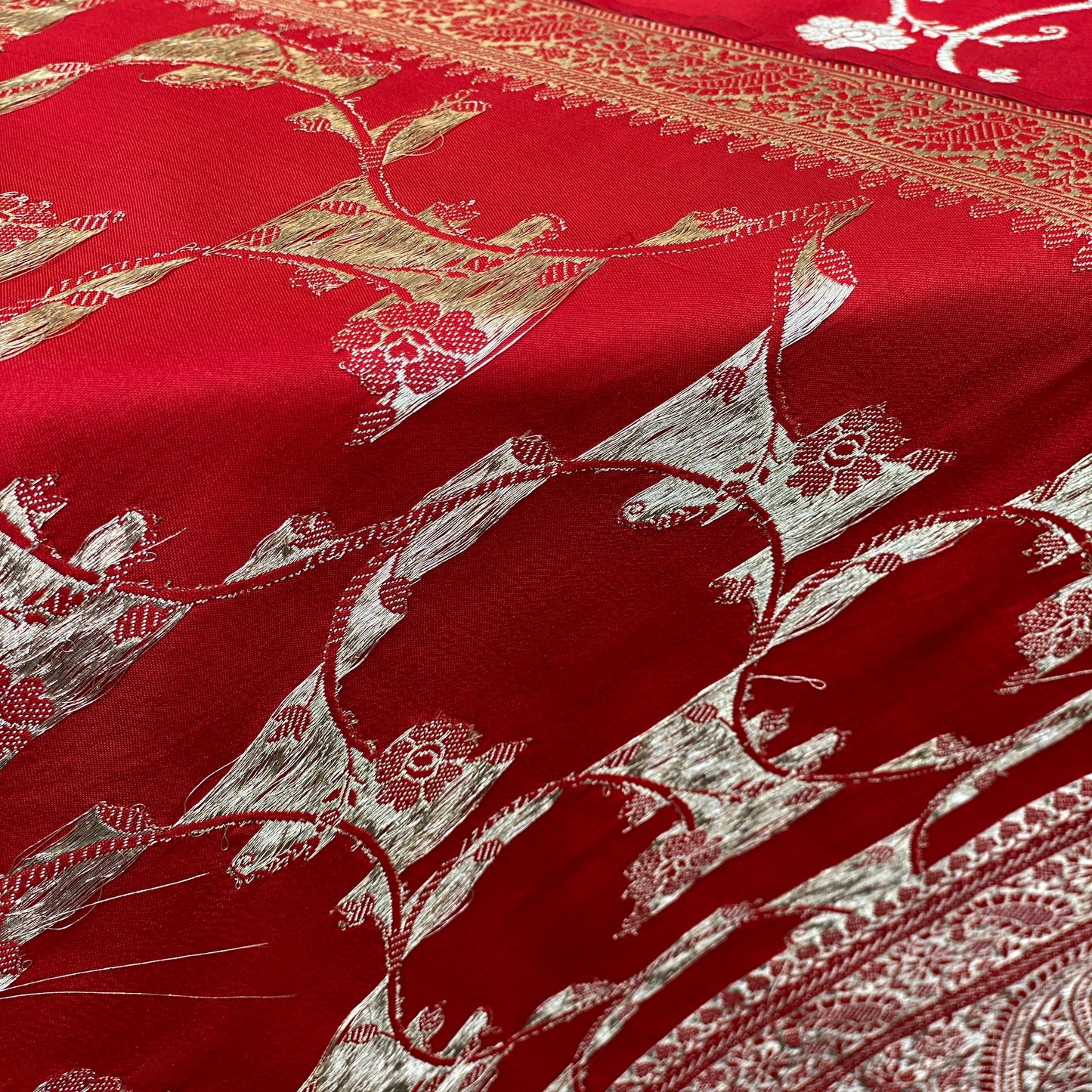 Majestic Maroon Banarasi Handloom Kadhwa Silk Scarf by Shades Of Benares - banarasi - banarasi saree shop