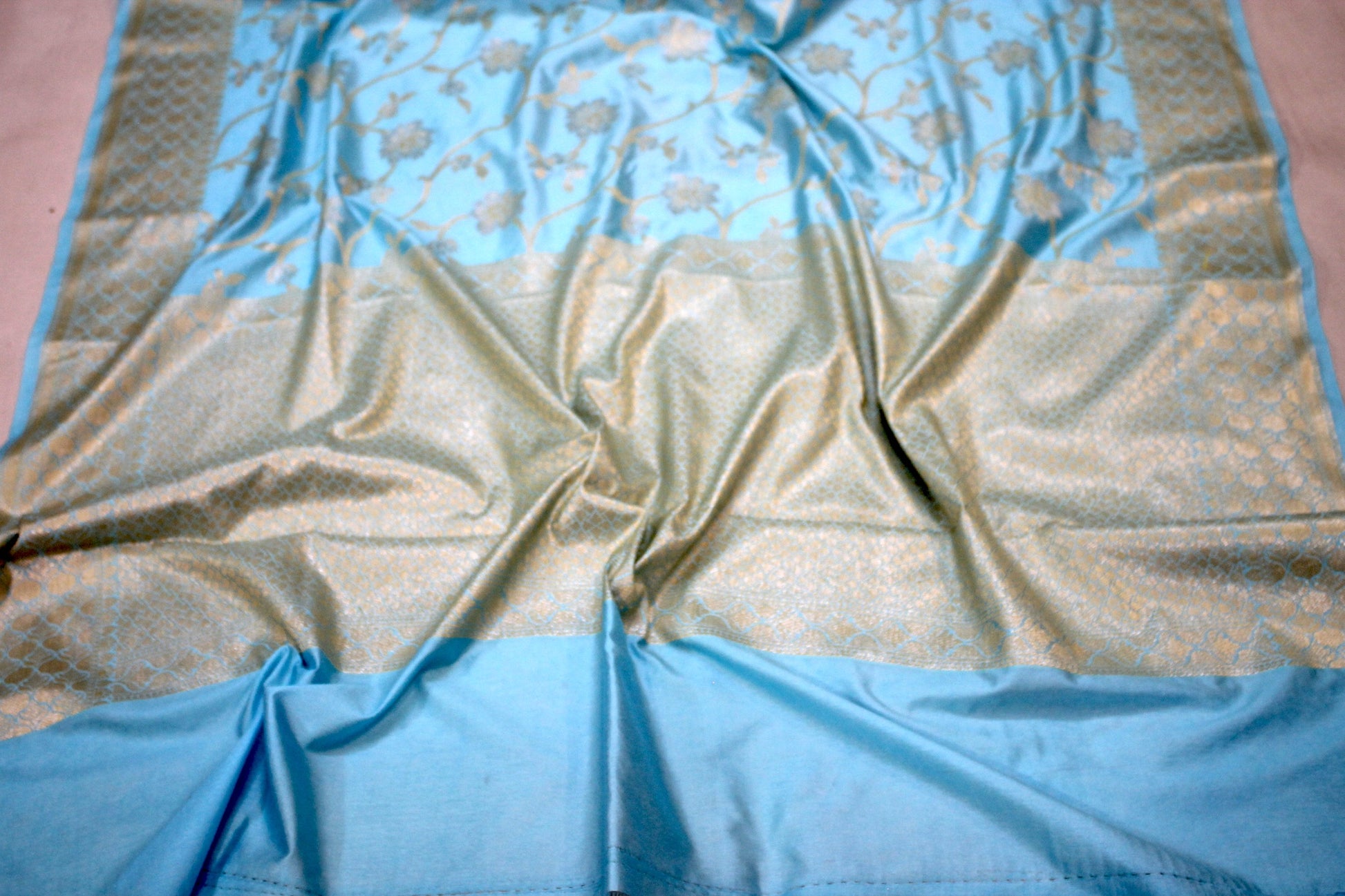 Sky Blue Sona Rupa Katan Soft Butter Silk Handloom Banarasi Saree by Shades Of Benares - banarasi - banarasi saree shop