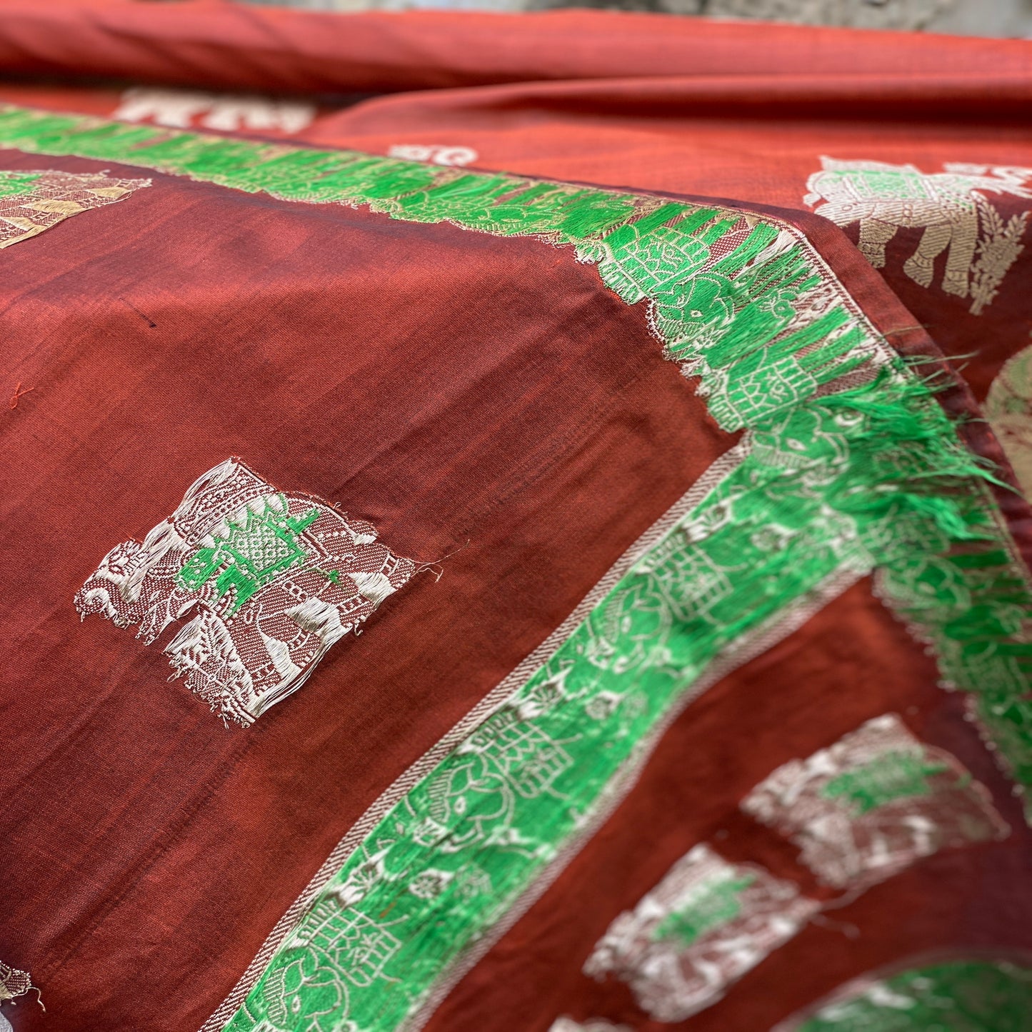 Classy Maroon Banarasi Handloom Kadhwa Silk Scarf by Shades Of Benares - banarasi - banarasi saree shop