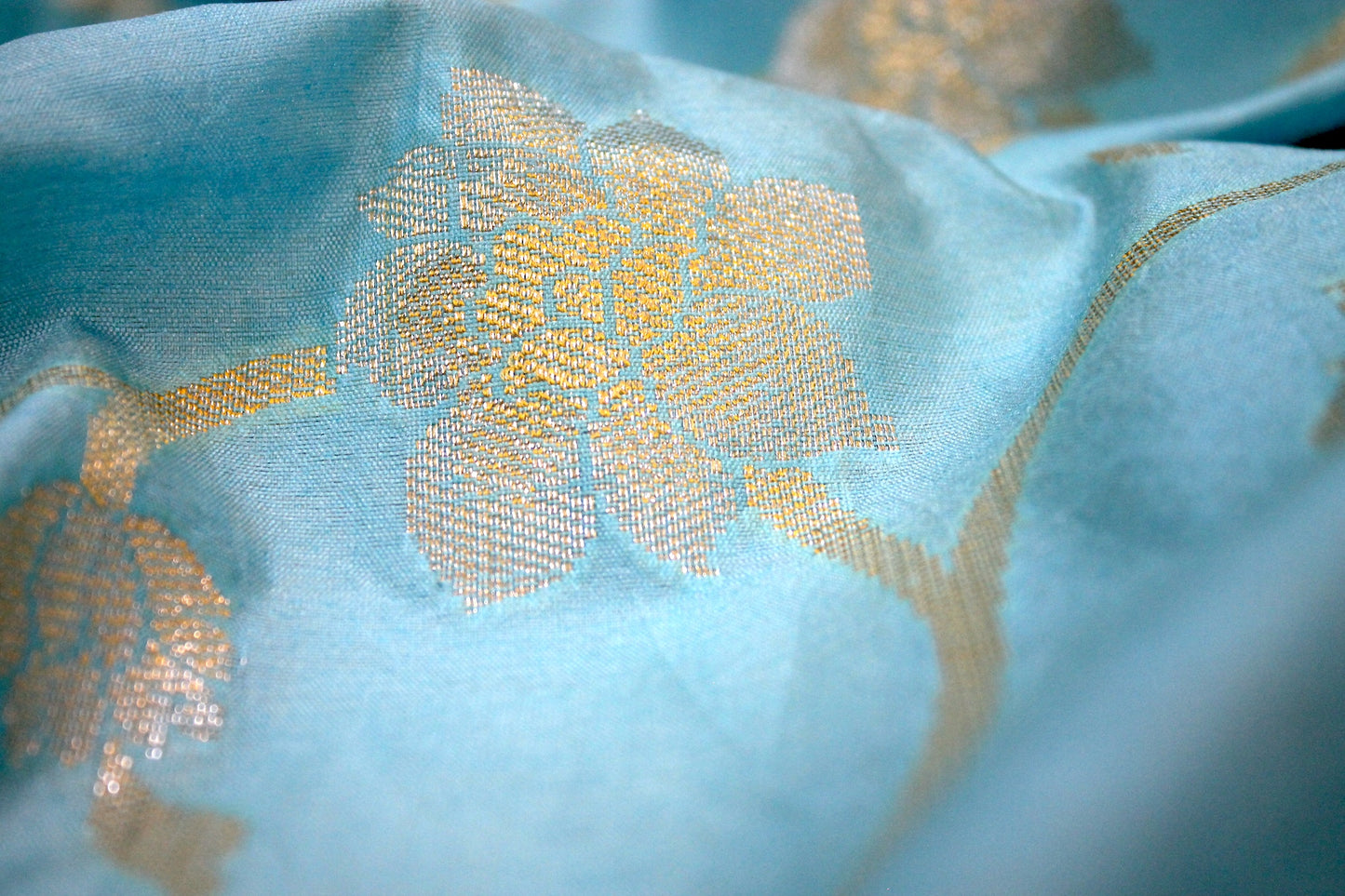 Sky Blue Sona Rupa Katan Soft Butter Silk Handloom Banarasi Saree by Shades Of Benares - banarasi - banarasi saree shop