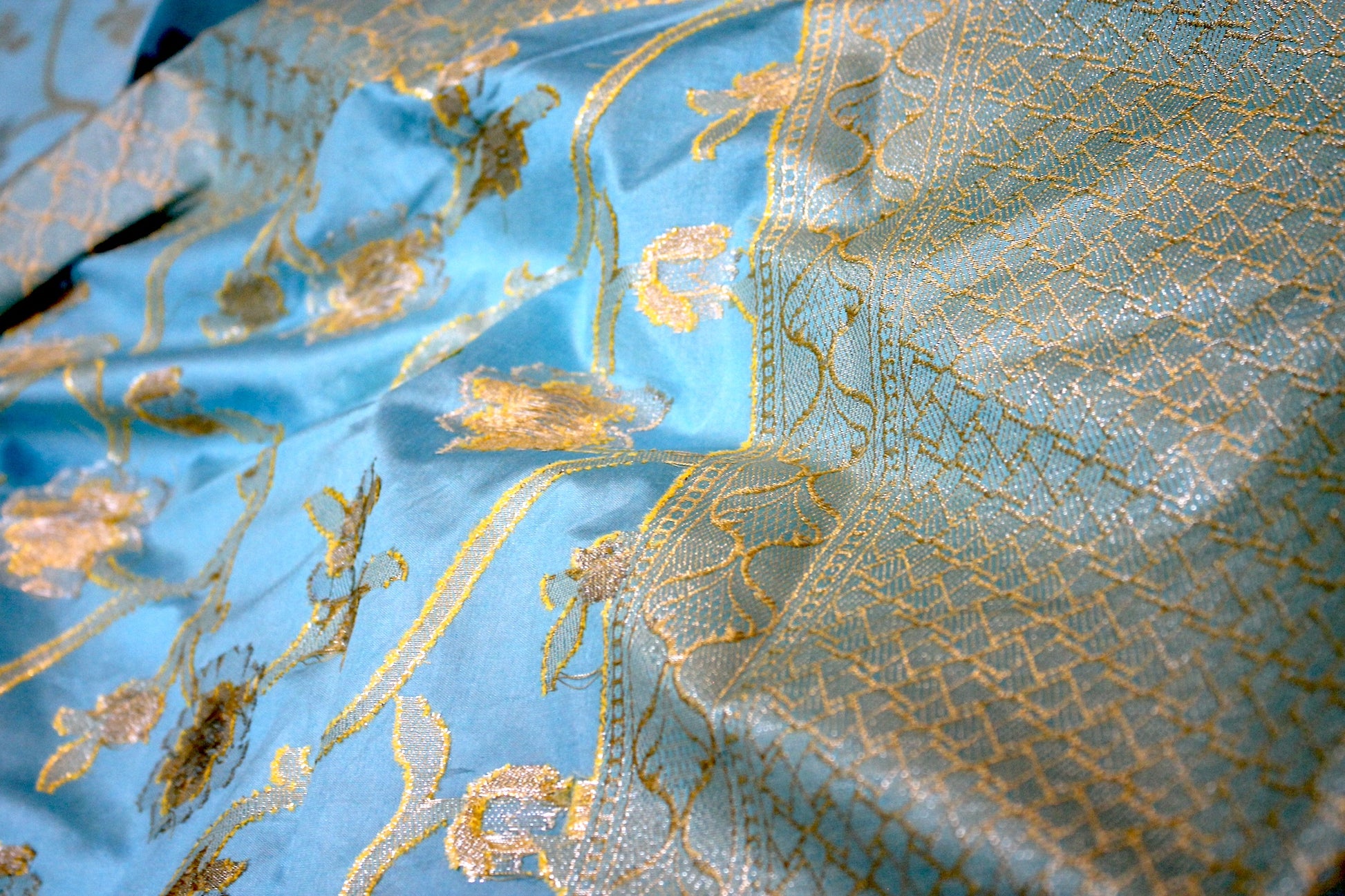 Sky Blue Sona Rupa Katan Soft Butter Silk Handloom Banarasi Saree by Shades Of Benares - banarasi - banarasi saree shop