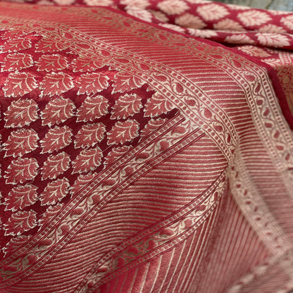 Maroon Banarasi Silk Brocade Handloom Scarf by Shades Of Benares - banarasi - banarasi saree shop