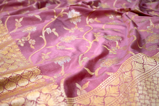 Pink Sona Rupa Katan Soft Butter Silk Handloom Banarasi Saree by Shades Of Benares - banarasi - banarasi saree shop