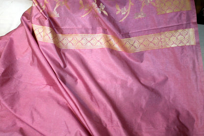 Pink Sona Rupa Katan Soft Butter Silk Handloom Banarasi Saree by Shades Of Benares - banarasi - banarasi saree shop