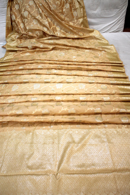 Subtle Sophistication: Beige Sona Rupa Katan Soft Butter Silk Handloom Banarasi Saree by Shades Of Benares - banarasi - banarasi saree shop