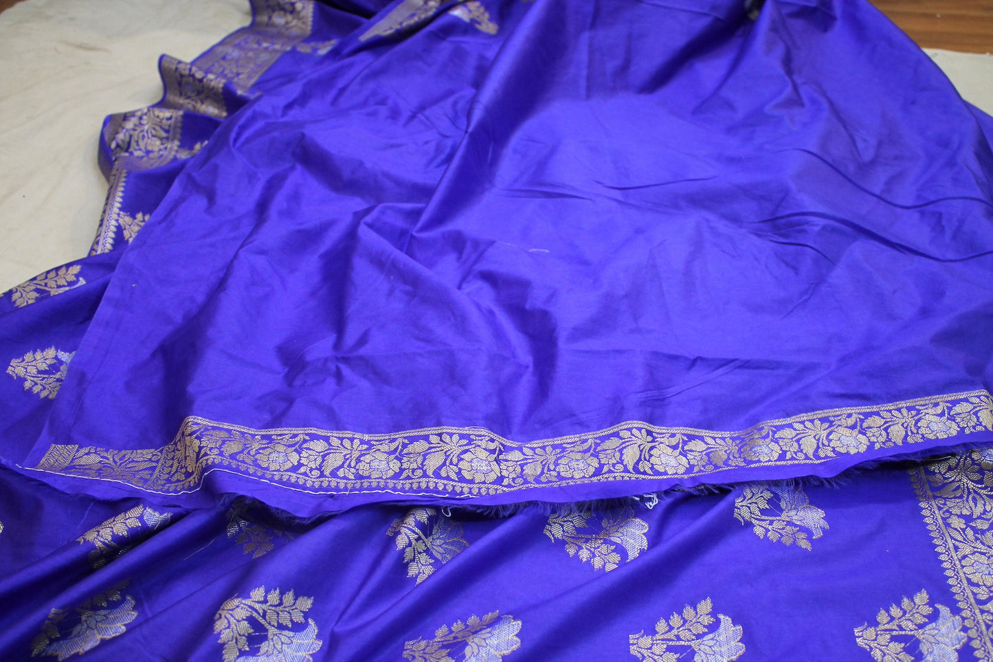 Royal Blue Sona Rupa Buti Katan Soft Butter Silk Handloom Banarasi Saree by Shades Of Benares - banarasi - banarasi saree shop