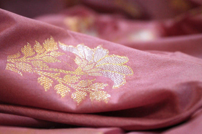 Pink Sona Rupa Buti Katan Soft Butter Silk Handloom Banarasi Saree by Shades Of Benares - banarasi - banarasi saree shop