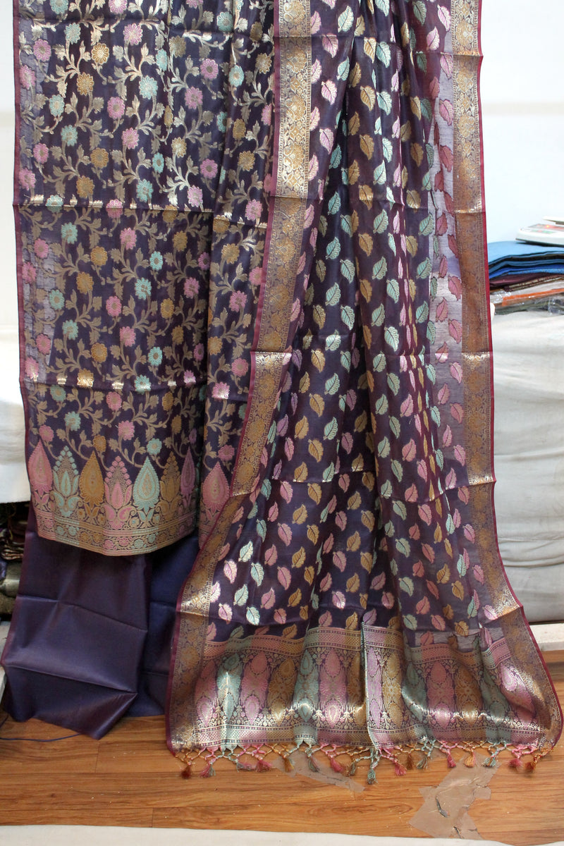 Tilfi Weave 3-Piece Pure Cotton Handloom Banarasi Suit Set by Shades Of Benares - banarasi - banarasi saree shop