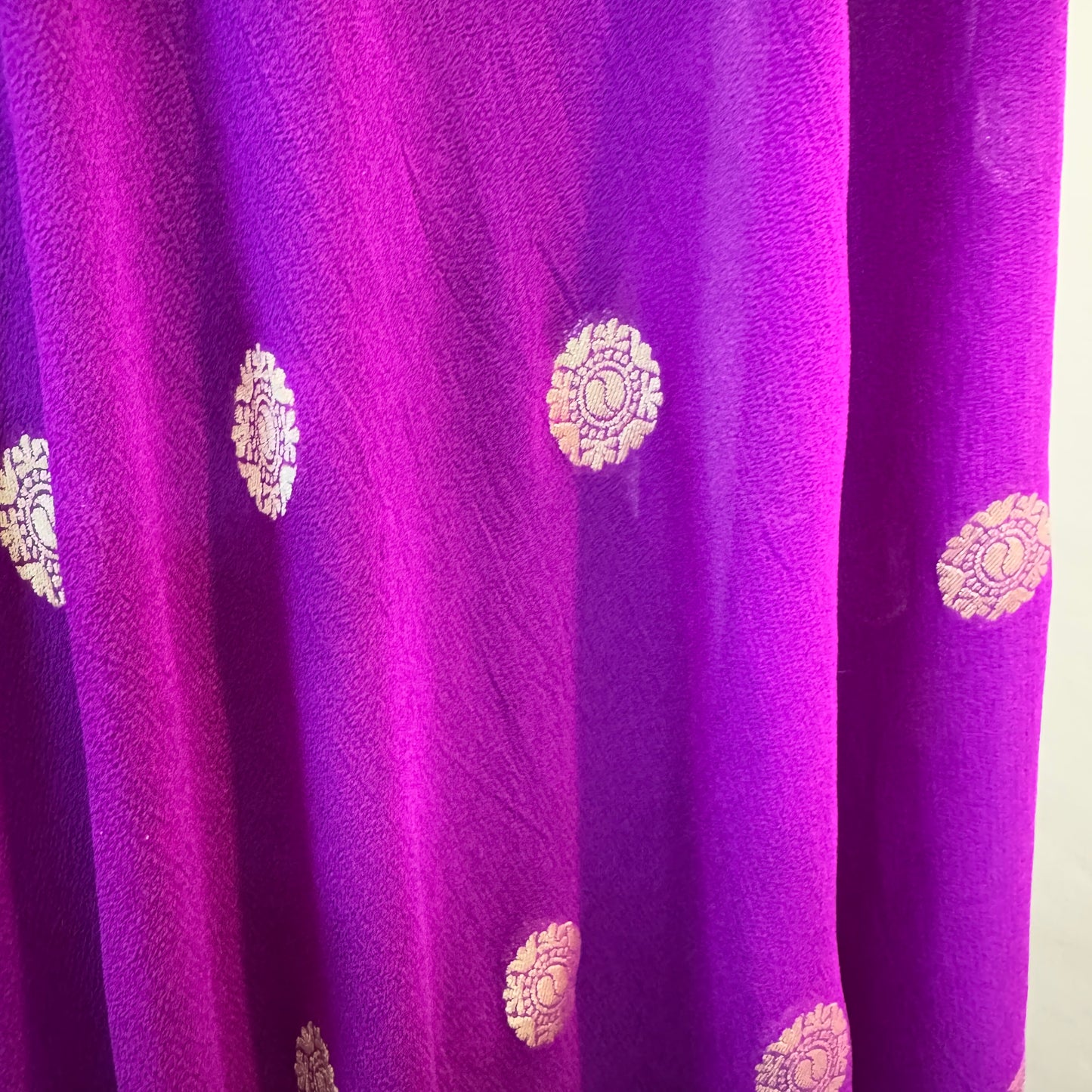 Magenta Pure Khaddi Georgette Handloom Banarasi Saree – Gold Zari by Shades Of Benares - banarasi - banarasi saree shop - banarasi saree manufacturers - banarasi saree wholesale - banaraasi sarees