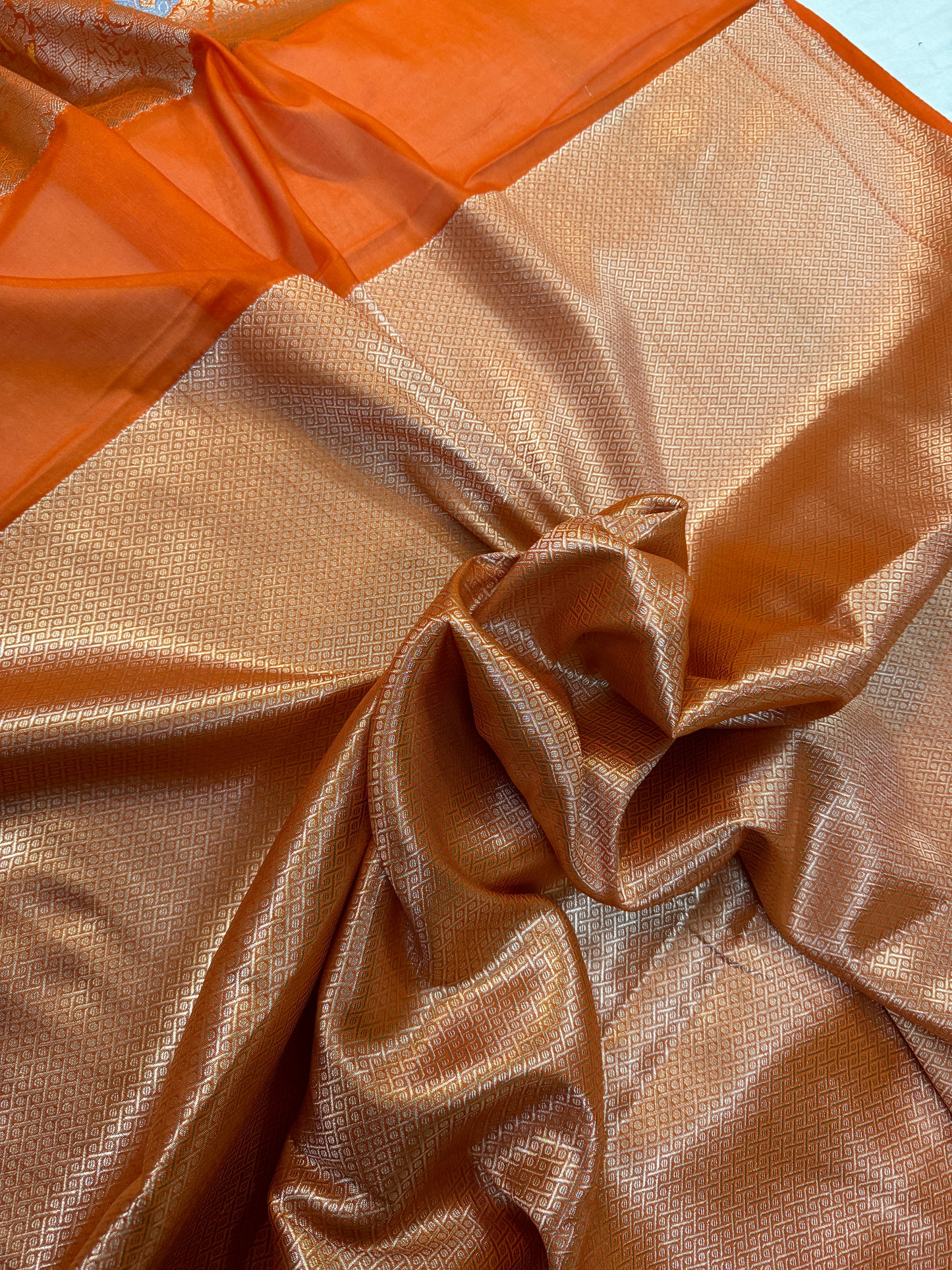 Orange Pure Chiffon Georgette Banarasi Saree with Tilfi Jaal Work by Shades Of Benares - banarasi - banarasi saree shop