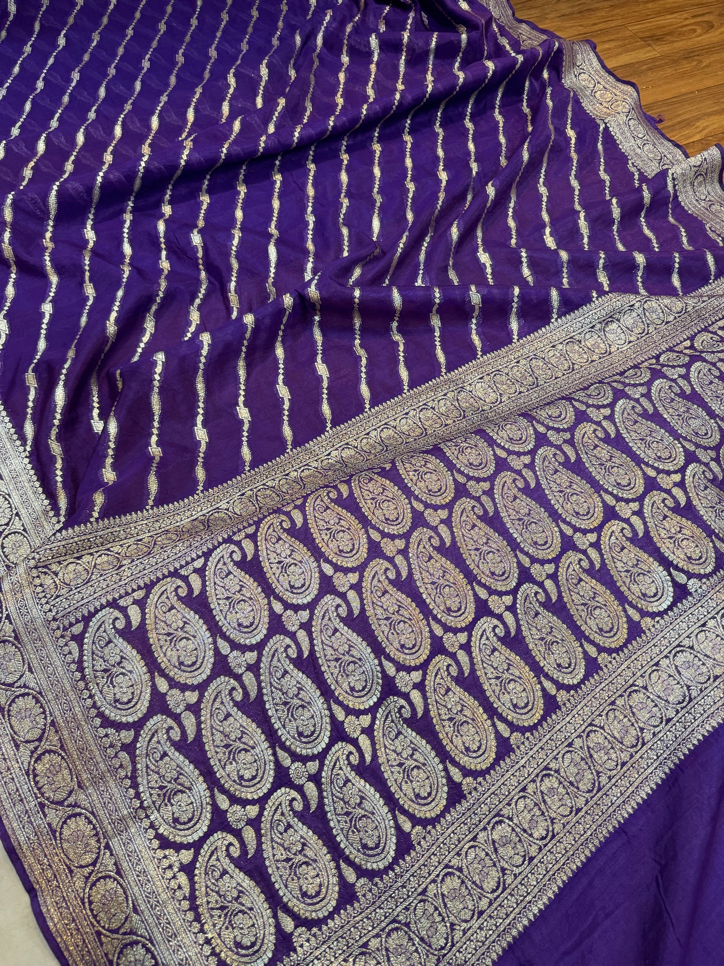 Purple Pure Dupion Silk Banarasi Saree by Shades Of Benares - banarasi - banarasi saree shop