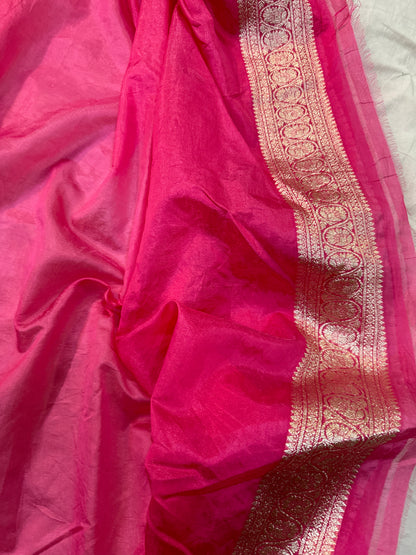 Pink Pure Dupion Silk Banarasi Saree by Shades Of Benares - banarasi - banarasi saree shop