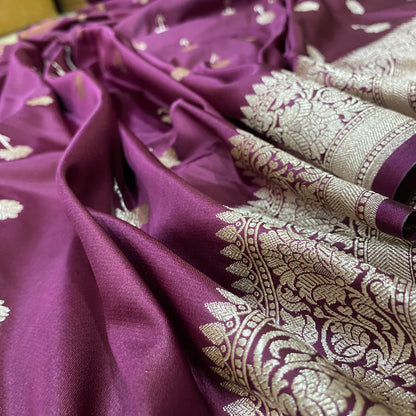 Velvet Merlot Couture — Luxe Silk Banarasi Saree by Shades Of Banaras - banarasi - banarasi saree shop - banarasi saree manufacturers - banarasi saree wholesale - banaraasi sarees