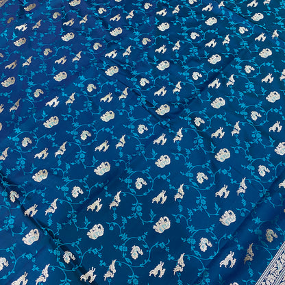 Azure Shikargaah Royale Couture — Luxe Silk Banarasi Saree by Shades Of Banaras - banarasi - banarasi saree shop - banarasi saree manufacturers - banarasi saree wholesale - banaraasi sarees