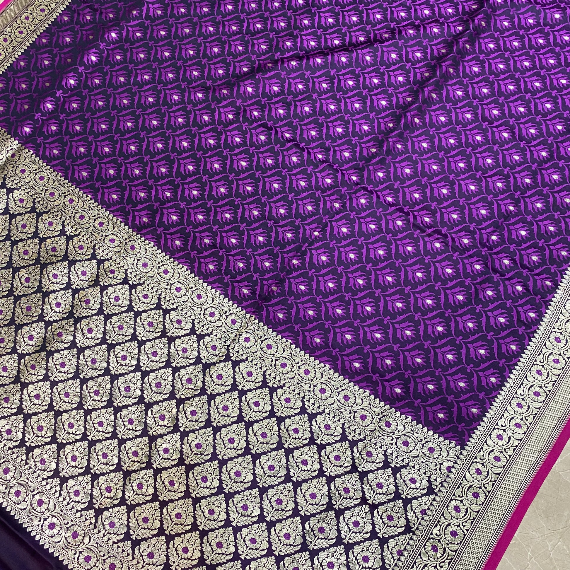 Amethyst Crown Couture — Luxe Silk Banarasi Saree by Shades Of Banaras - banarasi - banarasi saree shop - banarasi saree manufacturers - banarasi saree wholesale - banaraasi sarees