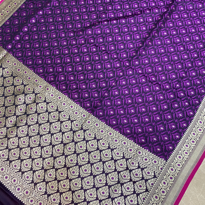 Amethyst Crown Couture — Luxe Silk Banarasi Saree by Shades Of Banaras - banarasi - banarasi saree shop - banarasi saree manufacturers - banarasi saree wholesale - banaraasi sarees