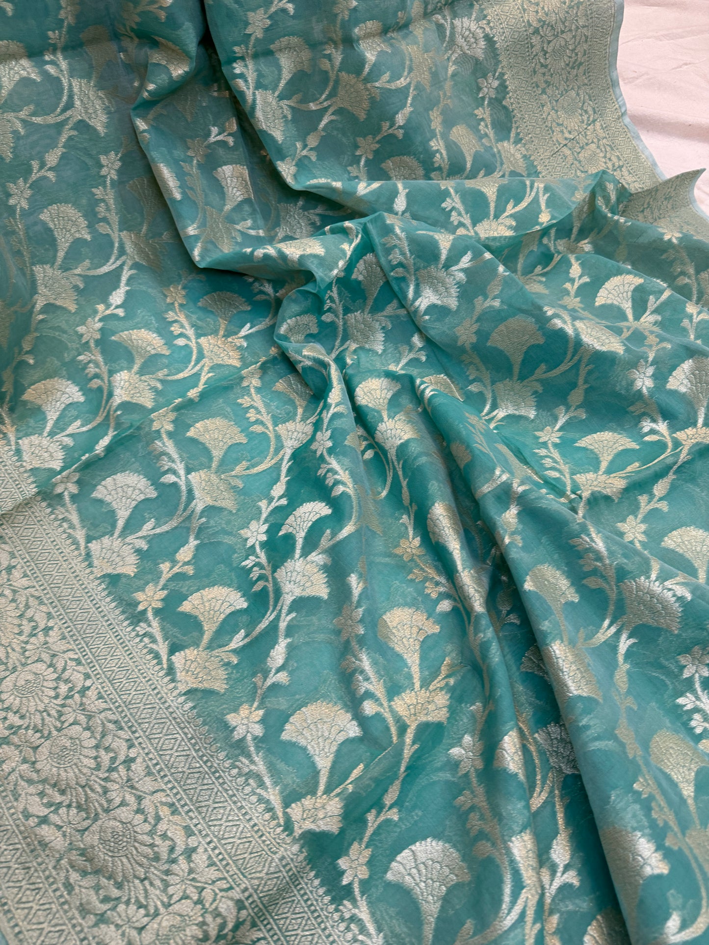 Blue Pure Cotton Banarasi Saree by Shades Of Benares - banarasi - banarasi saree shop