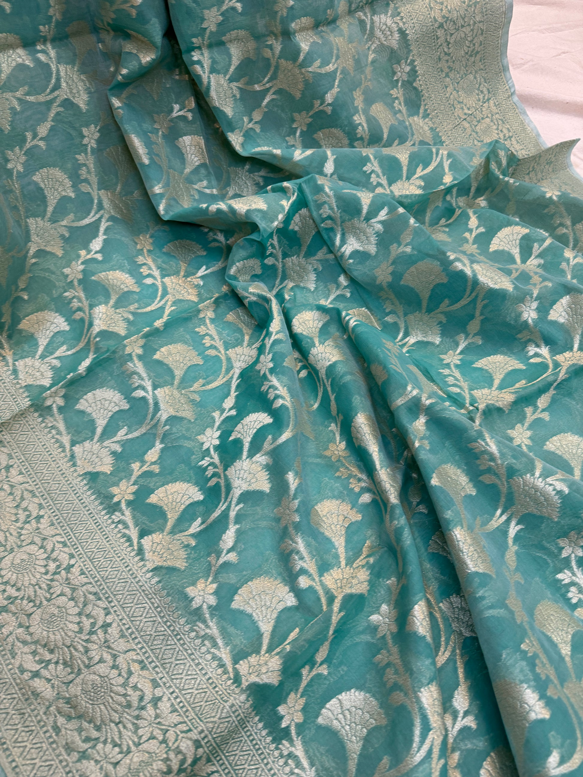 Blue Pure Cotton Banarasi Saree by Shades Of Benares - banarasi - banarasi saree shop