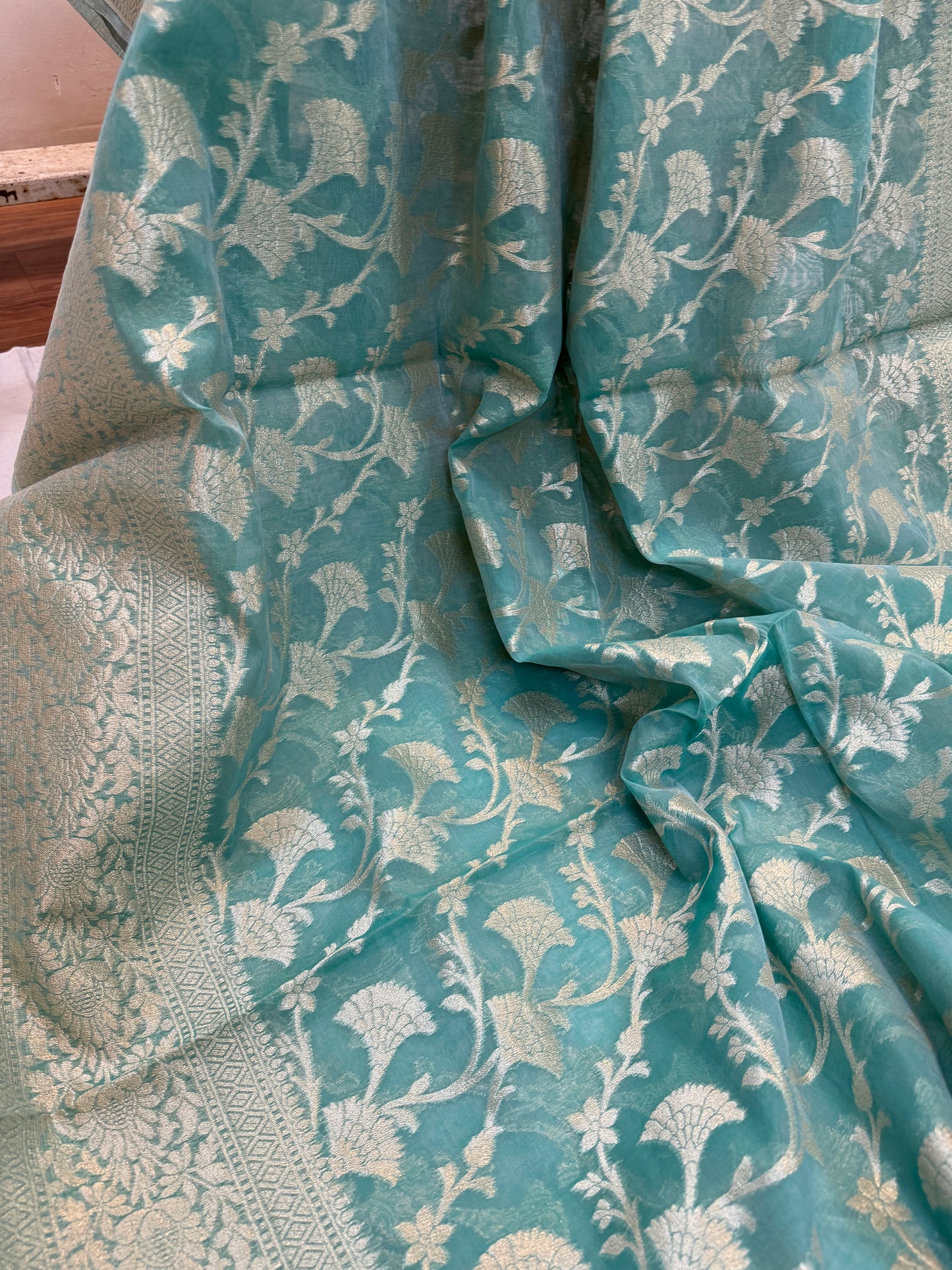 Blue Pure Cotton Banarasi Saree by Shades Of Benares - banarasi - banarasi saree shop