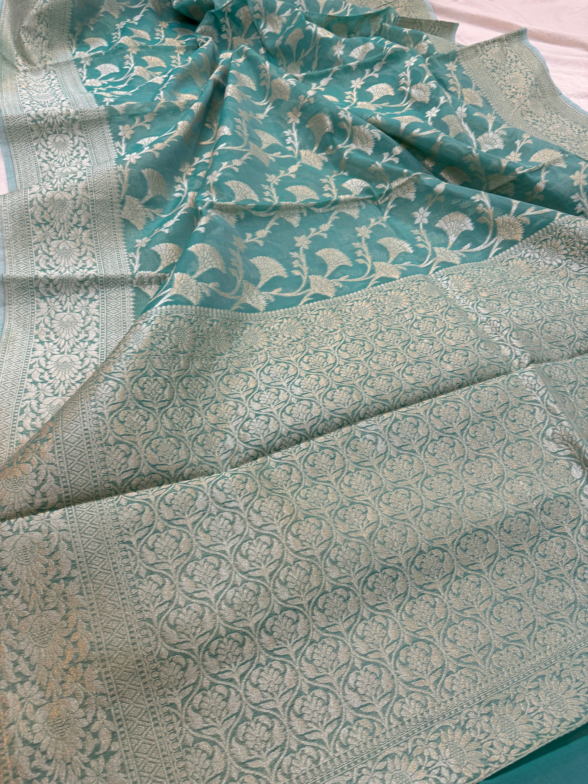 Blue Pure Cotton Banarasi Saree by Shades Of Benares - banarasi - banarasi saree shop