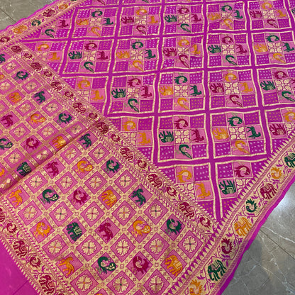 Gulnaar Virasat — Pink Khaddi Georgette Bandhani Banarasi Saree by Shades Of Banaras - banarasi - banarasi saree shop - banarasi saree manufacturers - banarasi saree wholesale - banaraasi sarees