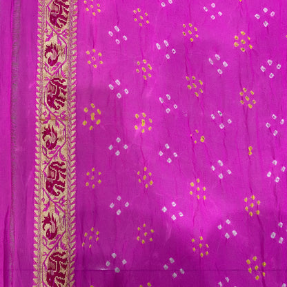 Gulnaar Virasat — Pink Khaddi Georgette Bandhani Banarasi Saree by Shades Of Banaras - banarasi - banarasi saree shop - banarasi saree manufacturers - banarasi saree wholesale - banaraasi sarees