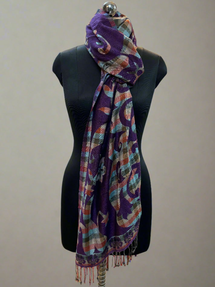 Purple Luxurious Pure Pashmina Scarf by Shades Of Benares - banarasi - banarasi saree shop