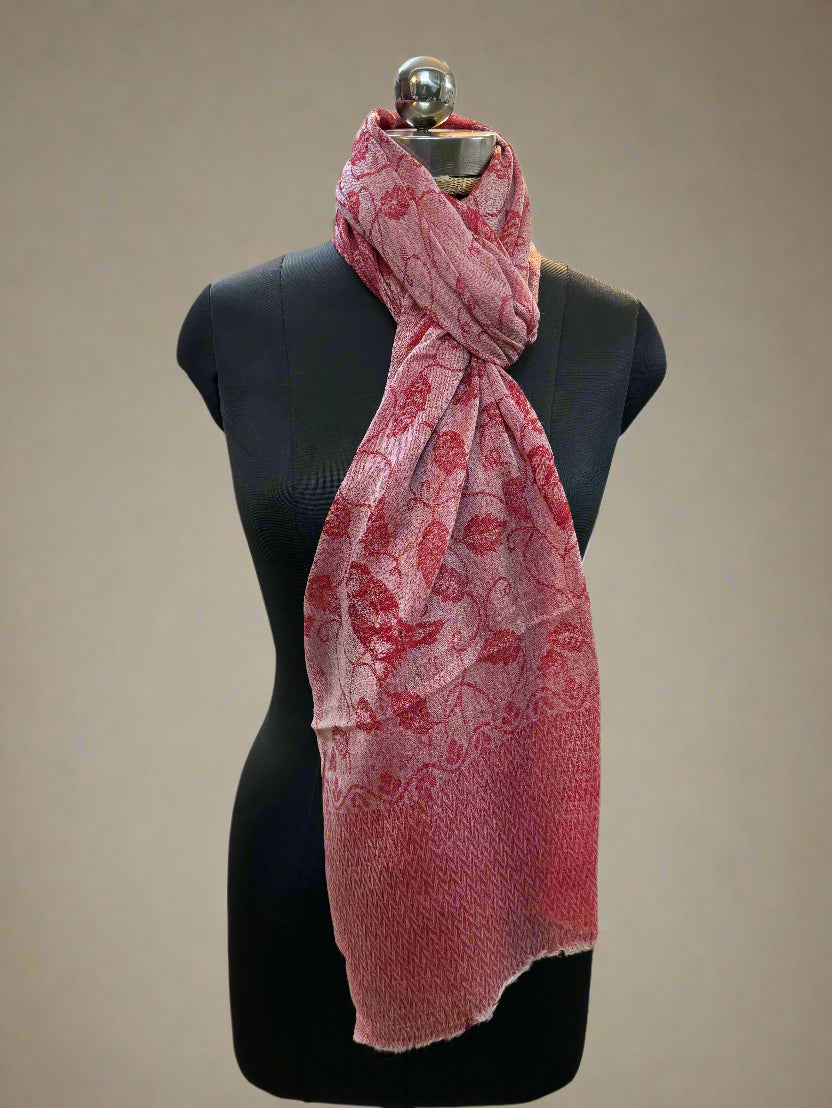 Pink Self-Weave Luxurious Pure Pashmina Scarf – Lightweight, Soft, and Smooth by Shades Of Benares - banarasi - banarasi saree shop