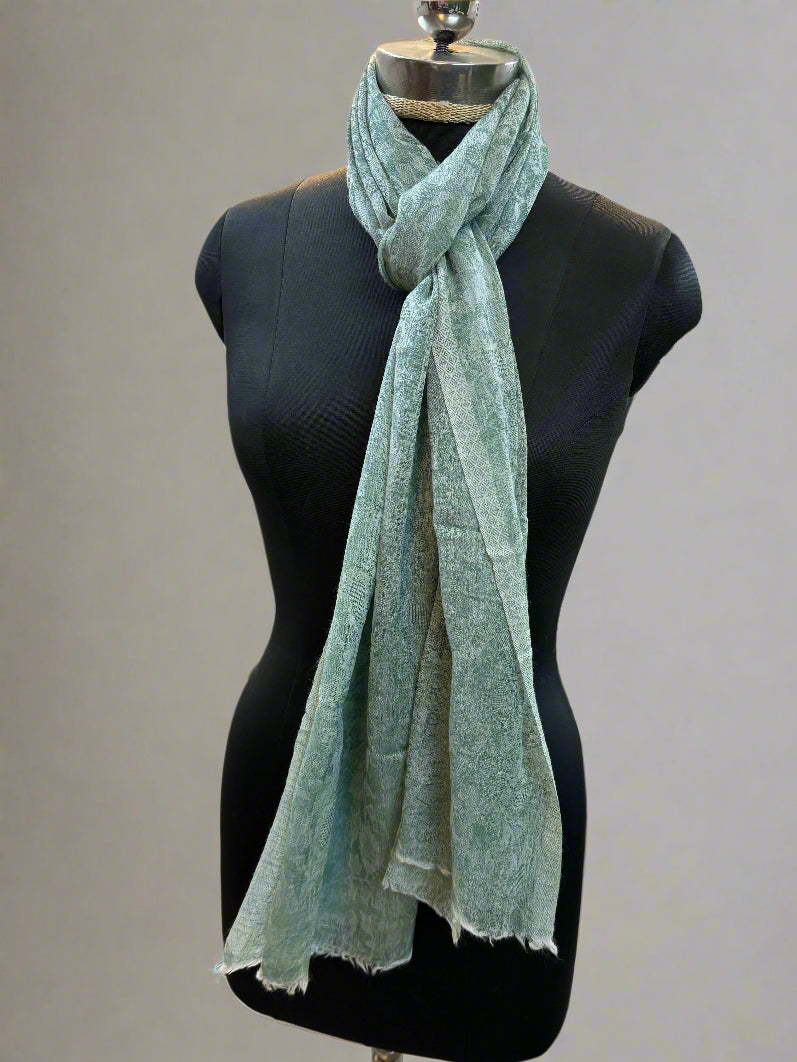 Mint Green Luxurious Pure Pashmina Scarf by Shades Of Benares - banarasi - banarasi saree shop