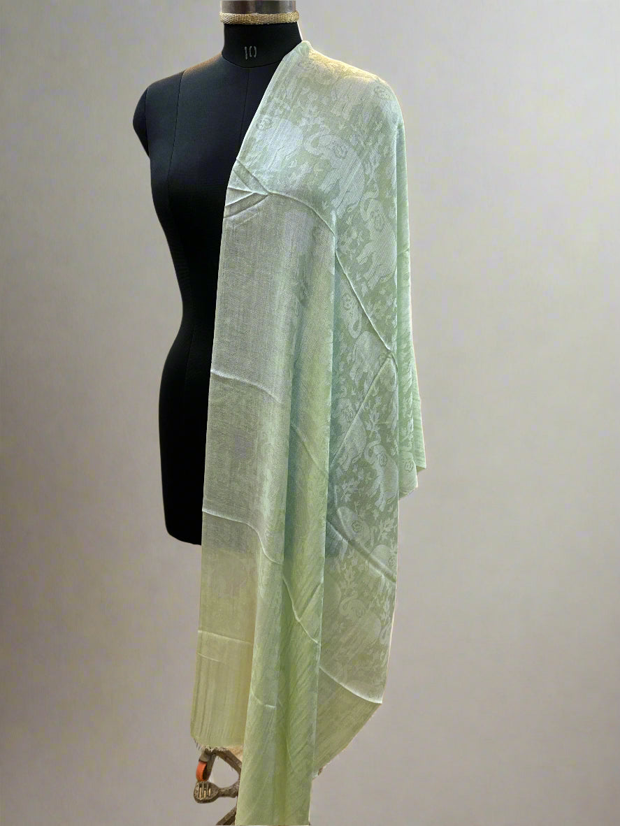 Pista Green Self-Weave Luxurious Pure Pashmina Scarf – Lightweight, Soft, and Smooth by Shades Of Benares - banarasi - banarasi saree shop